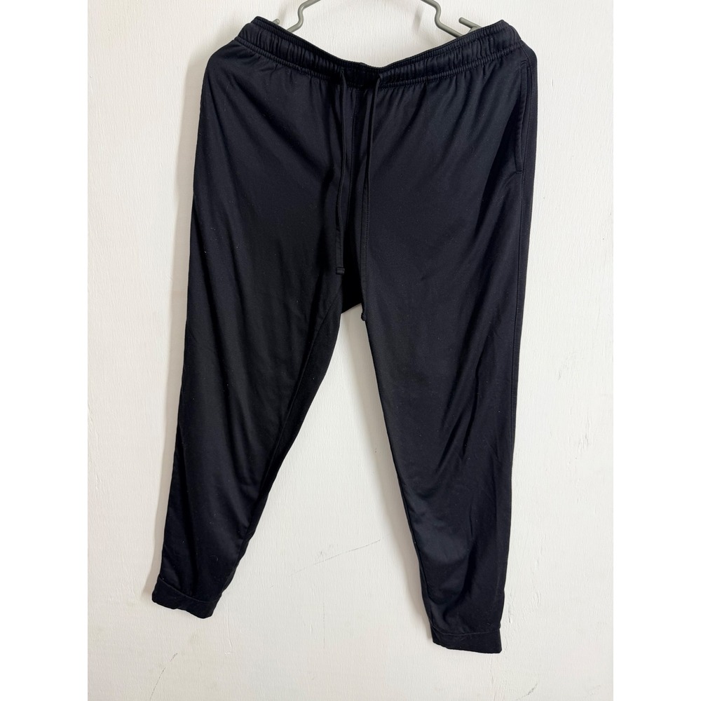 Athletic Black Joggers Mens Medium 8-10 Drawstring Tapered Sweatpants Lounge